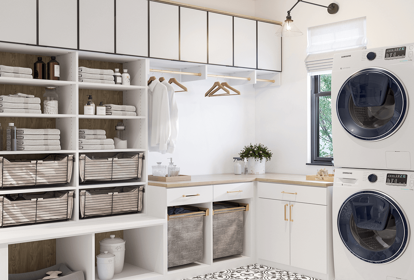 Enhanced Area: Ingenious Contemporary Laundry Room Storage